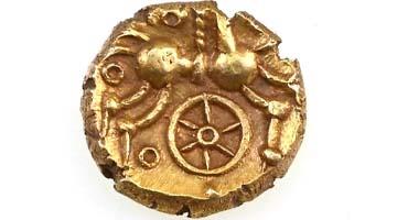 30-32 BC Celtic gold East Wiltshire Savernake Wheel Type Quarter Stater