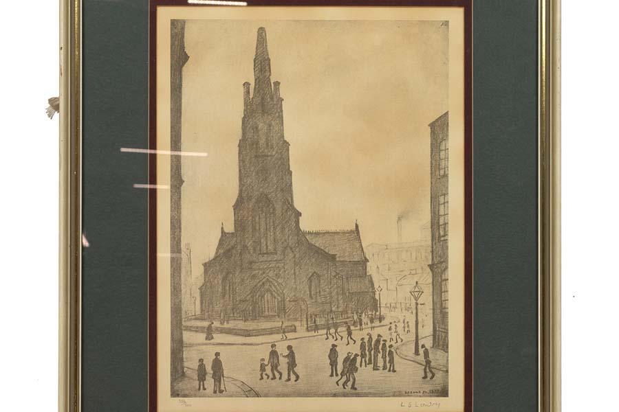 Signed L S Lowry Print : St Simons Church Salford