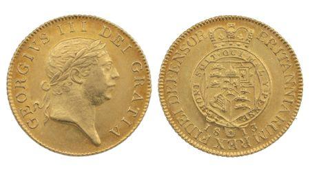 Thumbnail image of 1813 George III 'Military' Guinea with obverse and reverse.