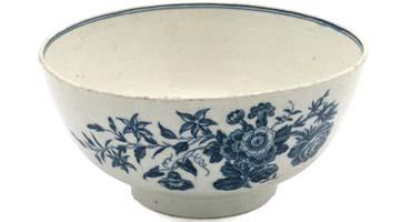 Worcester First Period c1760 Blue & White Hand Painted Bowl