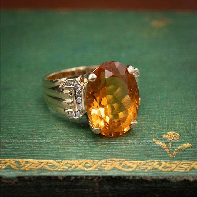 citrine and diamond ring