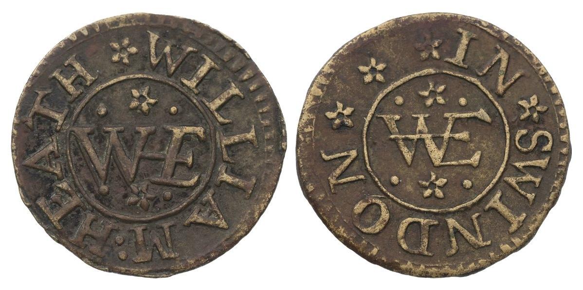 Another standout lot is a beautifully preserved token issued by William Heath of Swindon, dating from a time when the town was a modest market settlement, long before the arrival of the railways. Heath is thought to have been a clothier, though further ar