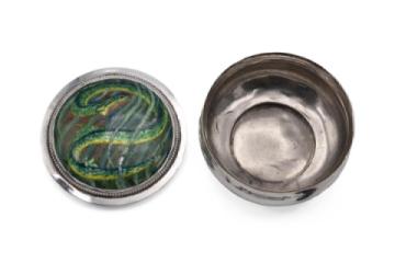 Guild of Handicraft Enamelled Silver Bowl lid and inside