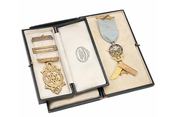 Thumbnail image of the Gold Nailsworth Lodge Masonic Medals sold at auction